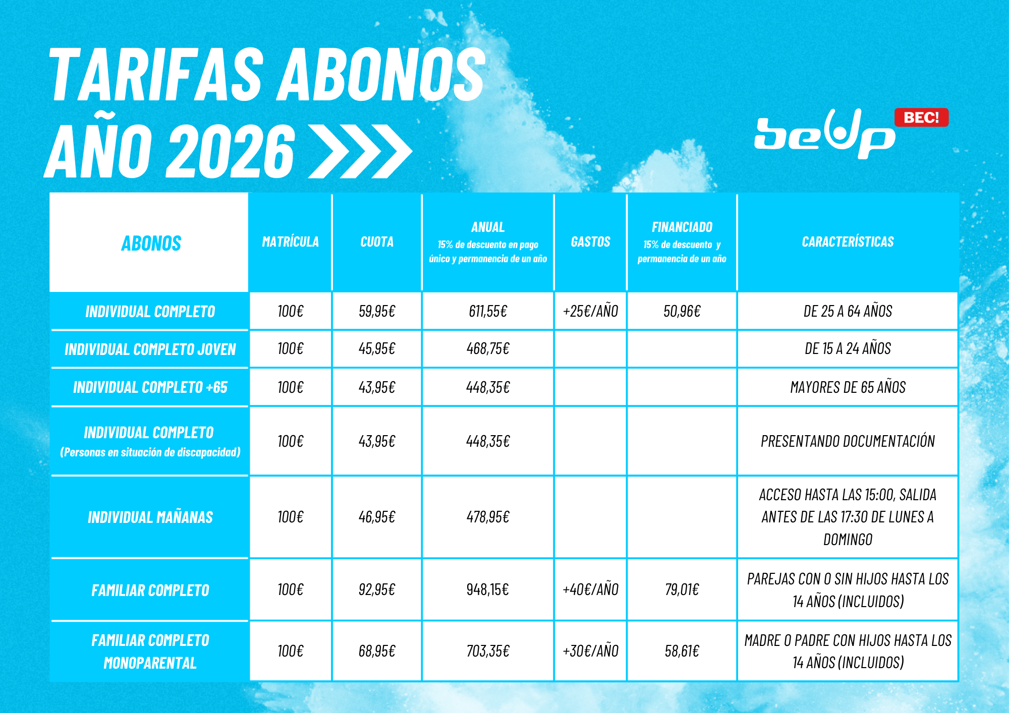 NOVEDADES Y TARIFAS 2026